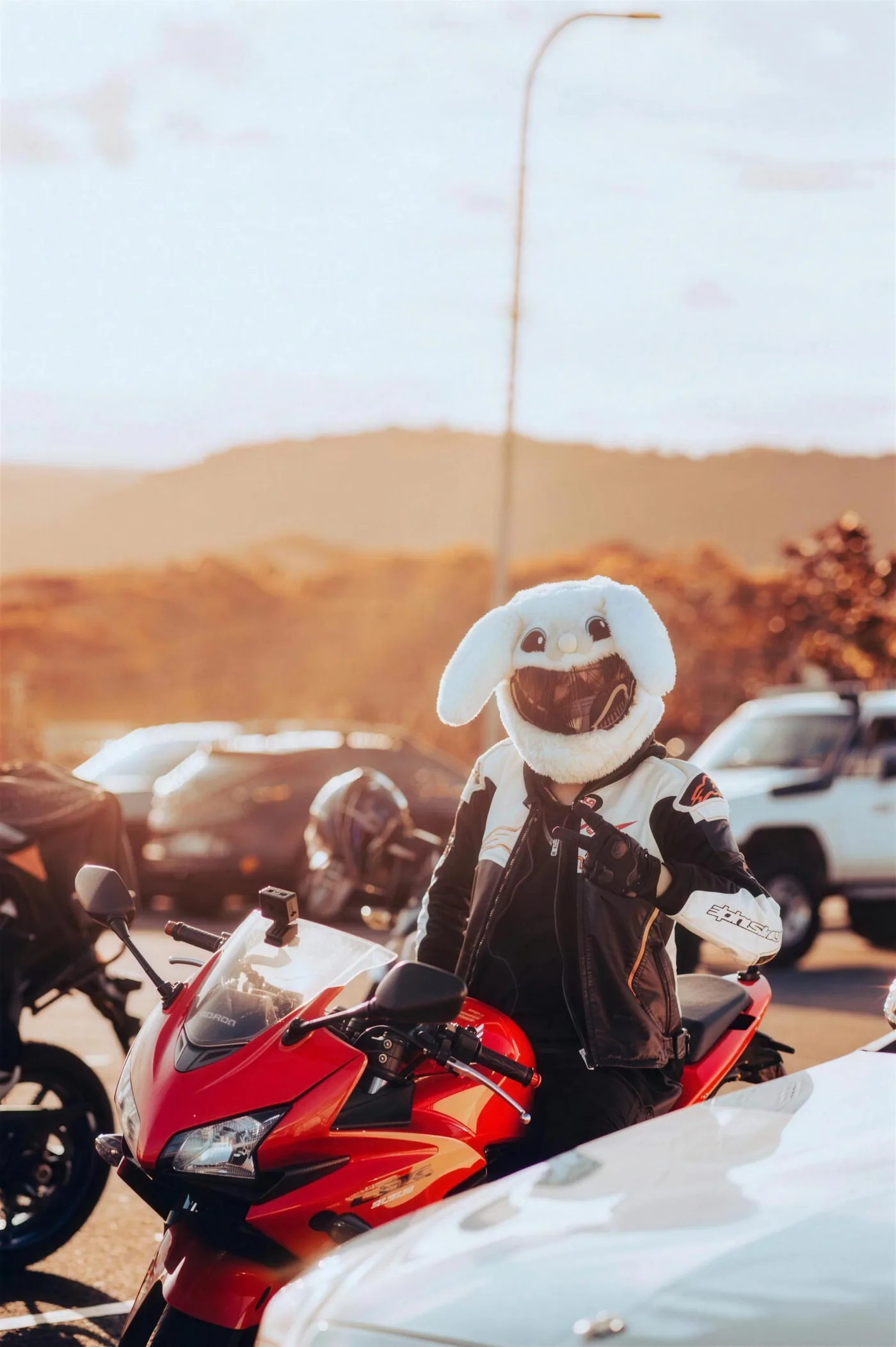 A motorbike photographed against a dark background